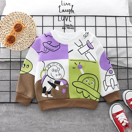 New Spring Autumn Baby Boys Girl Cartoon Cotton Printe Hoodies Children Kids Casual T-Shirt Sportswear Infant Clothing 0-5 Years