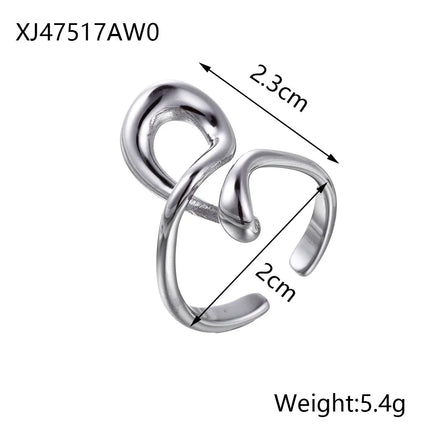 CARLIDANA Stainless Steel Silver Color Open Irregular Circle Finger Rings Titanium Steel Personalized Geometric Open Ring Women