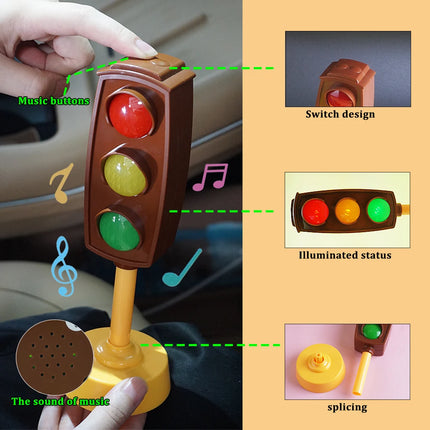 Eletric Steering Wheel Toy With Light Sound For Kids Early Education Portable Accelerator Pedal Traffic Light Driving Vocal Toys