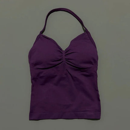 HISTELLO Impact Longline Strappy Top Sports Yoga Vest Women Fitness Tank Top Gym Beautiful Open Back Bra Running Workout Halter