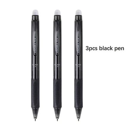 0.5mm High-Capacity Erasable Gel Pen Set Translucent Rod Blue Black Magic Ink Washable School Office Stationery Supplies