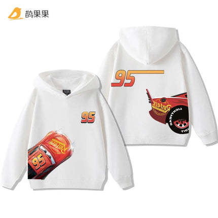 Cars Lightning McQueen Fun Printed Kids Boys Girls Hooded Sweatshirt Fall and Winter Casual Fashion Warm Student Hoodie