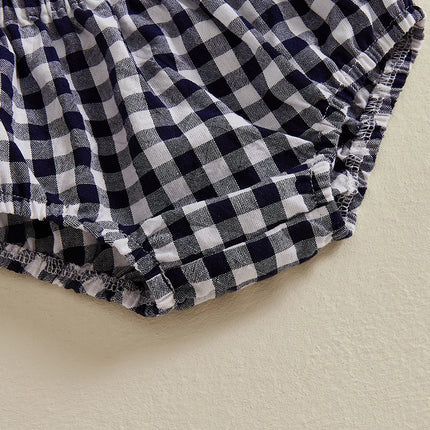 Baby Girl Plaid Shorts Frill Ruffled Elastic Waist Triangle Short Pants for Summer