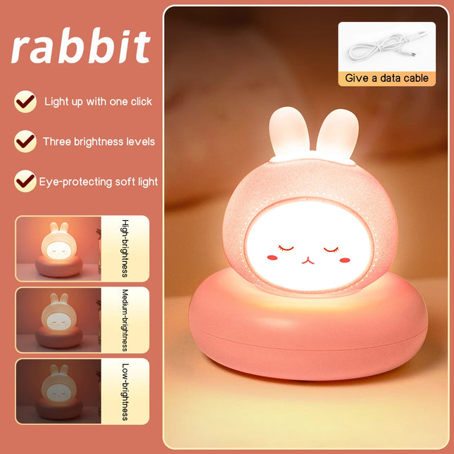 Cute Cartoon LED Night Light with Multi Level Dimming Touch Control Baby Bedside Lamp Essential for Nursery Room Decoration