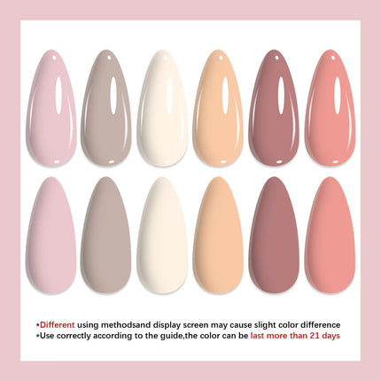 1/6Pcs Nude Collection Gel Nail Polish Set Soak Off UV LED Semi Permanent Nail Art Kit for French Manicure DIY Popular Color