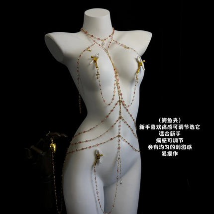 Sexy Sultry Body Chains Rhinestone Collars Nipple Clitoral Clamps Anal Plugs Feminine Erotic Accessories BDSM Training Sex Toys