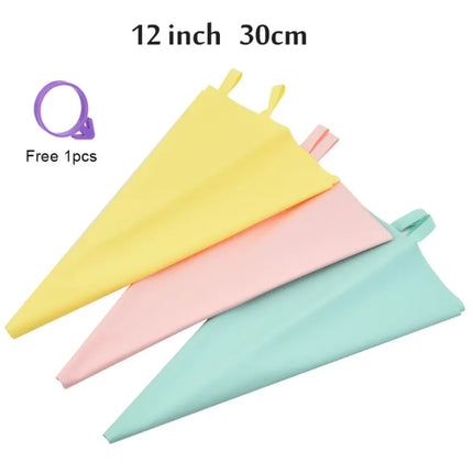 DIY Reusable Puff Cake Icing Piping Tip Silicone Pastry Bag Cream Cupcake Butter Tube Nozzle Decor Baking Bags Kitchen Tools