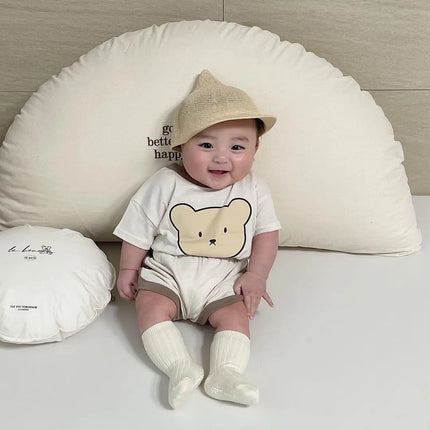 6m-4y Cartoon Bear Baby Outfits Casual Cute Boys And Girls Two Piece Set Summer Kids Clothing Short Sleeved Suits Home Clothes