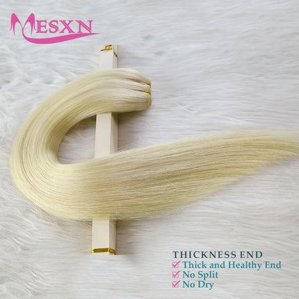 MESXN Human Hair Weft  European Remy Natural Human Hair Extensions Straight 14"-26" Can Curly Hair Weaves Blonde For Salon