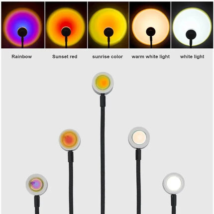 Projection Lamp USB Sunset Rainbow Atmosphere Night Light Sunset Light for Photography Selfie Coffee Store Live Wall Decoration