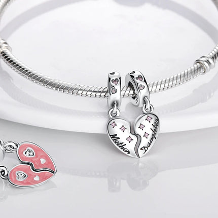 Charm 925 Sterling Silver Pink Pendant Charm Fit Original Charm Bracelet Necklace Beads DIY Jewerlry Accessories