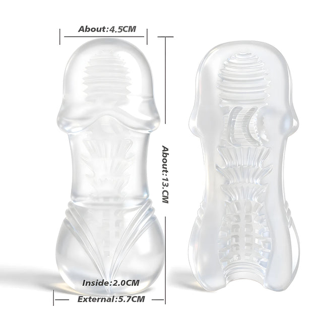 13cm Male Masturbator Transparent Jelly Artificial Vagina Real Pussy for Men Penis Exerciser Cock Enlarger Suck Sex Toys Erotic