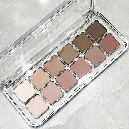 Sexy Rose Wine Red Brown Glitter Eyeshadow Saturation Soft Matte Grey Pink 12 Color Eye Shadow Makeup Palette Eye Contour Makeup