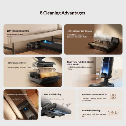 Xiaomi Wireless Floor Scrubber 3Pro 180 Degree Full Chain Sterilization Suction Drag Washing Drying Four in One Floor Scrubber