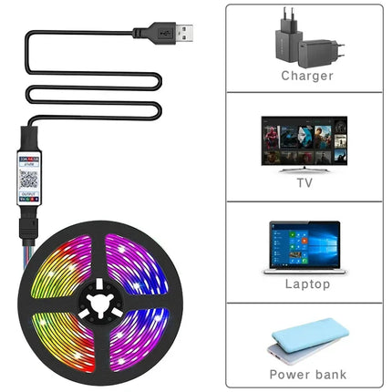 USB LED Strip Light DIY RGB Light Strip Flexible TV Backlight Light with App Control LED Light for Room Christmas Decor Lighting
