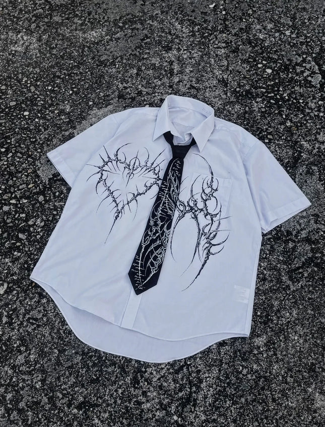 Rock Y2K Polo Shirt Printed Mens T-shirt Gothic Super Hip-Hop Button-Neck Shirt Punk Casual T-shirt Simple Stylish Couple Packs