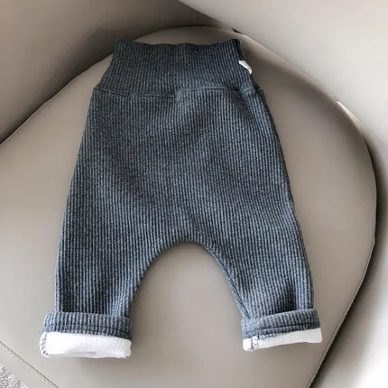 Baby Pant Autumn Winter Added Fleece Warmth Thickening Babies Aged 0-4 Years Old High Waisted Bottom Casual Pants Winter Wear