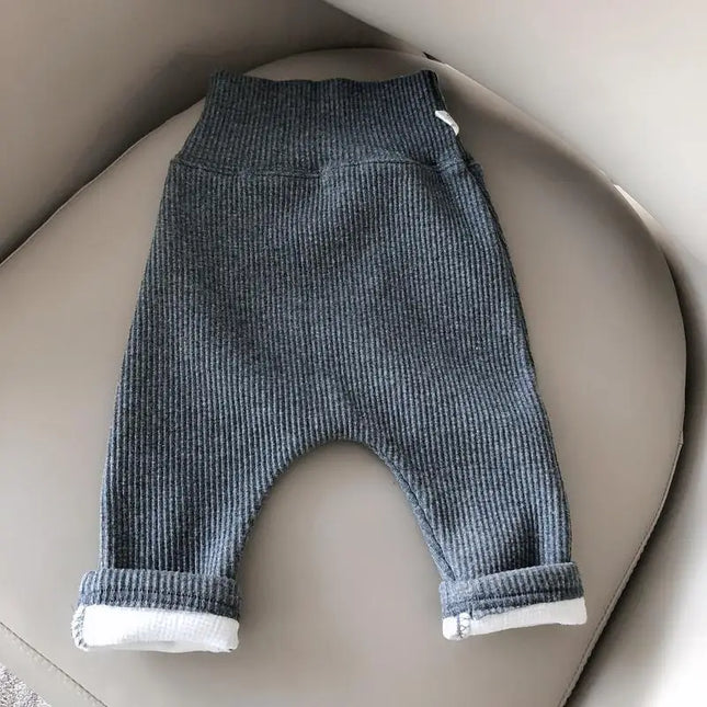 Baby Pants Autumn Winter Added Fleece Warmth Thickening Babies Aged 0-4 Years Old High Waisted Bottom Casual Pants Winter Wear