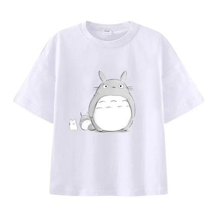 Summer Cartoon Miyazaki Totoro Print Children's Cotton T-shirt Short-sleeve Street Fashion Girls Clothes Cute Funny Kid Tees Top