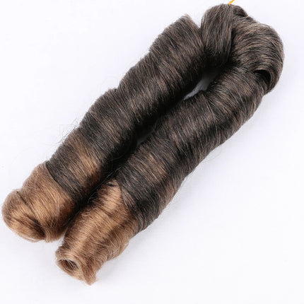 Full Star Ombre Brown Italian Curly Synthetic Braiding Hair Extensions Crochet Braids Bulk Hair Bundles Pre-Stretched Hair