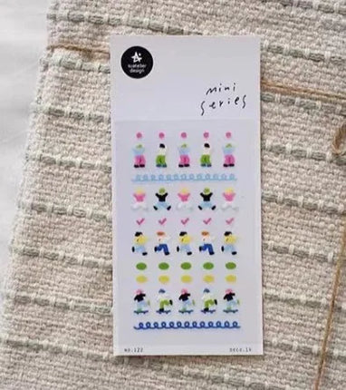 Suatelier Mini Stickers Korean Cartoon Dinosaur Animal Scrapbooking DIY Nail Sticker Junk Journal Diary Decor Craft Supplies