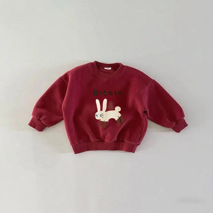 Fashion Simple Tops Long-sleeeved Hoodie Outer Wear Kids New Lovely Clothing Printed Round Neck Pullovers Child Boys Sweatshirts