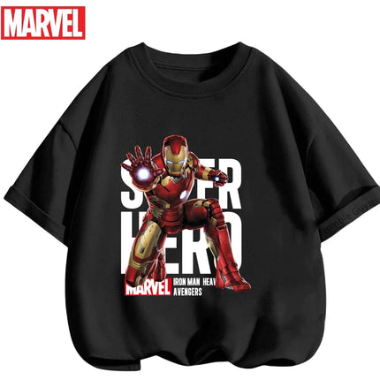 Kids Marvel Iron Man Avengers T-Shirt Boys Girls Summer Superhero Daily Wear 2026 New Anime Clothes