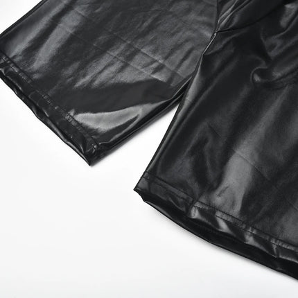 Sexy Mens Lingerie Stretchy Faux Leather Exotic Short Pants With Penis Sleeves Latex Fetish Underpants Male Gay Panties Costumes