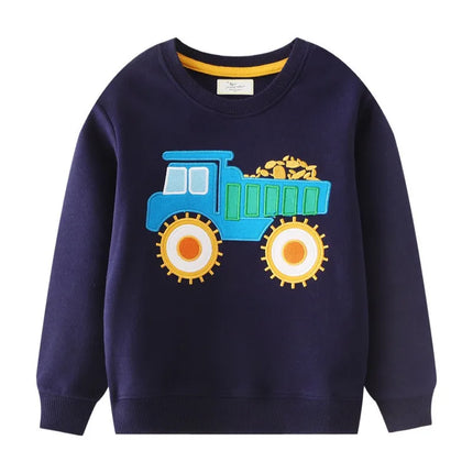 Jumping Meters 2-7T New Arrival Kids Cars Embroidery Autumn Boys Sweatshirts Long Sleeve Baby Clothes Hot Selling Striped Shirts