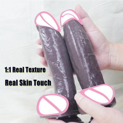 Black Realistic Dildo with Strong Suction Cup Large Penis Liquid Silicone Sex Toy for Women Men Adults Pleasure