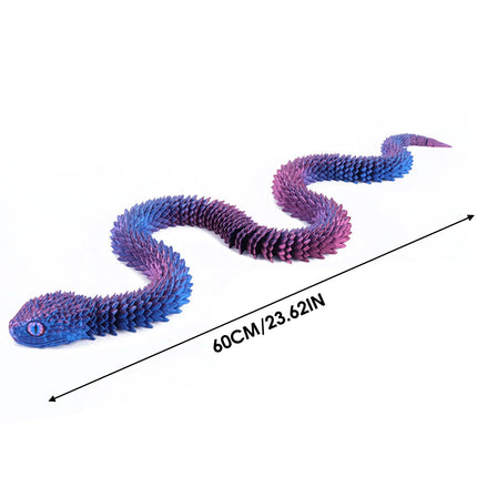 60CM 3D Printed Snake Rotatable Joints Snake Figurines Creative Home Office Desktop Crafts Ornament 2025 New Year Crafts Gift