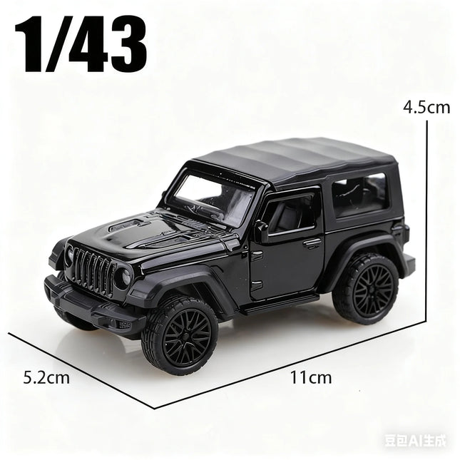Packaged 1/43 New Alloy Jeep Wrangler Rubicon Pull-Back Off-Road Model, Three-Door Metal Model, Exquisite Gift for Children