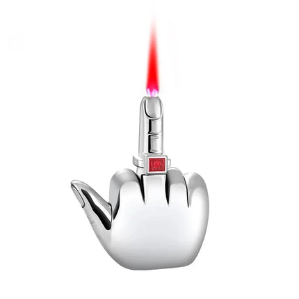 Funny Middle Finger Lighter with Fuk You Voice Windproof Jet Flame Portable Smoking Accessories Refillable Butane Men Gifts