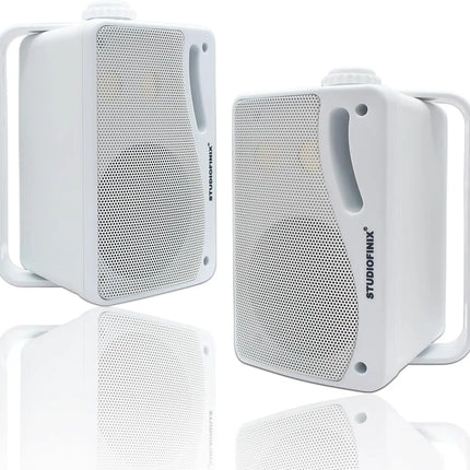 STUDIOFINIX 2PCS 3.5 Inch 200W Outdoor Bluetooth Waterproof Wired 3 Way Premium Wall Mount Speaker For Patio Deck Indoor Outdoor