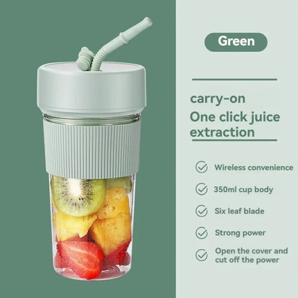 Handheld Juicing Cup Electric Fruit Juicer Rechargeable Wireless Blender Mini Juice Mixer With Straw 6 Blades Juicer Bottle