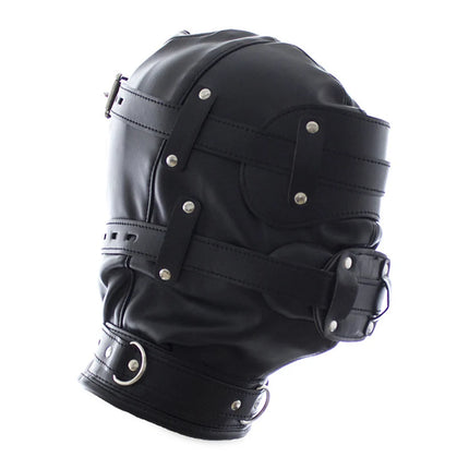 Exotic Accessory Costumes Apparel PU Leather Head Harness Dildo Gag Hood Mask Bdsm Bondage Cosplay Pet Play Headgear Penis Gags