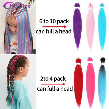 Jumbo Braids Pre Streched Hair Extension Soft Yaki Synthetic Crochet Braiding Box Braids Hair Kanekalon Red Pink For Kids Girls