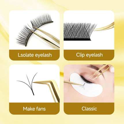 Merrdear Anti-Static Eyelash Tweezers Professional High Precision Volume Extension Stainless Steel Anti-slip Makeup Tool
