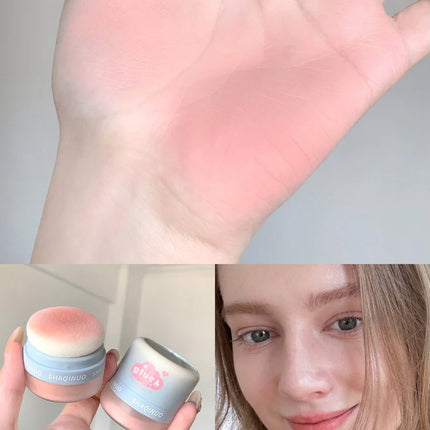 SHAQINUO 3 Color Airy Boom Blush Powder Lazy Air Blush Expanding Mushroom Head Blush Powder Even Skin Tone Blush