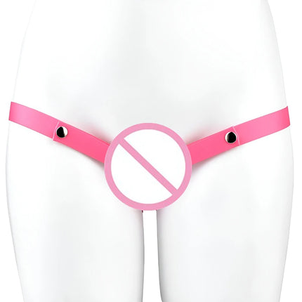 Pink Male Penis Ring Chastity Cage Auxiliary Belt Anti-off Device Elastic Belt Adjustable Underwear Rope Scrotum Ring Sex ToyHot