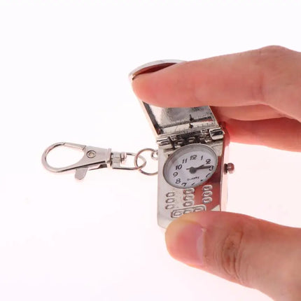 1 Piece Fashion Retro Cute Backpack Pendant Flip Phone Keychain Watch Hanging Watch Creative Gift