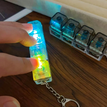 Light Up Keyboard Key Keychain Stress Relief Fidget Toy Clickable Button with LED Light