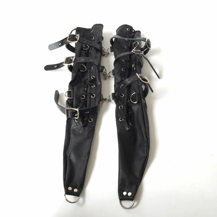 Lace-Up Long-Sleeved Restraint Gloves Sensual Tight-Fitting Bondage Bag Leather Restraint Bundle BDSM Couple Sex