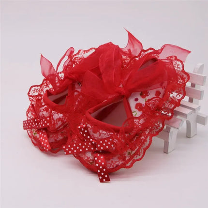 Princess Party Lace Floral Soft Sole Crib Shoes Newborn Baby Girl Shoe Anti-slip Sneaker Prewalker Toddler Kid 0-12M Pink Shoes