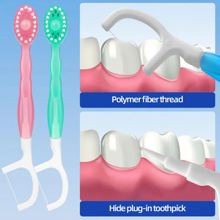 Disposable Toothbrush Exploded Beads Adults Cleaning Toothbrush Portable Travel Tooth Brush With Dental Floss Tongue Scraper