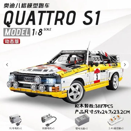 3887Pcs Technical 1:8 City Super Speed S1 Sports Car  Building Blocks Remote Control Quattro Vehicle Bricks Toys Kids Gifts