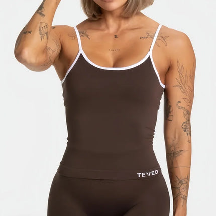 TEVEO Ignite Cami Top Sports Yoga Vest Underwear Woman Fitness Tops Gym Beautiful Back Bra Running Workout Halter