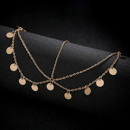 Wave Tassel Chain Headwear Tassel Electroplated Alloy Sequin Round Sheet Multi-layer Wedding Supplies Hair Accessories