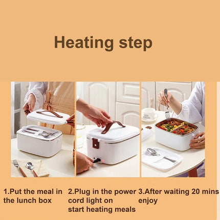 110V/220V/12V Electric Lunch Box Portable Car Fast Food Heater Office 304 Stainless Steel Bento Box Insulated Lunch Box 1.8L