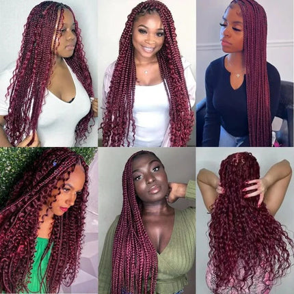 #99j Burgundy 100% Human Hair Bulk for Braiding Dark Wine Deep Wave Jerry Curly Boho Braids Hair Bulk Extension Bobbi Hair
